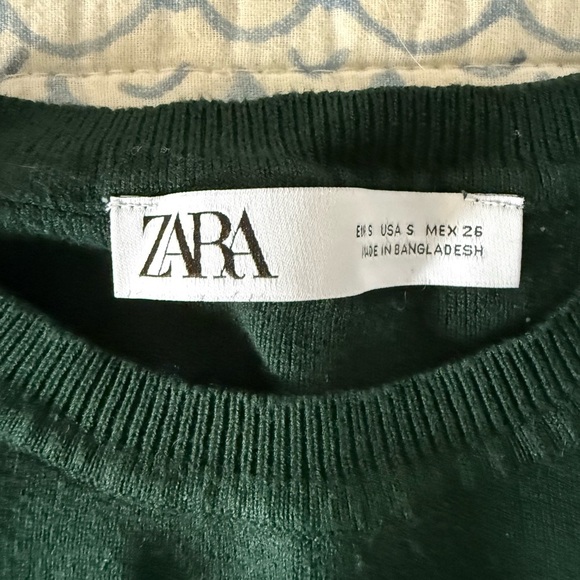 Zara Dark Green Sleeveless Ribbed Crop Top - Picture 2 of 4